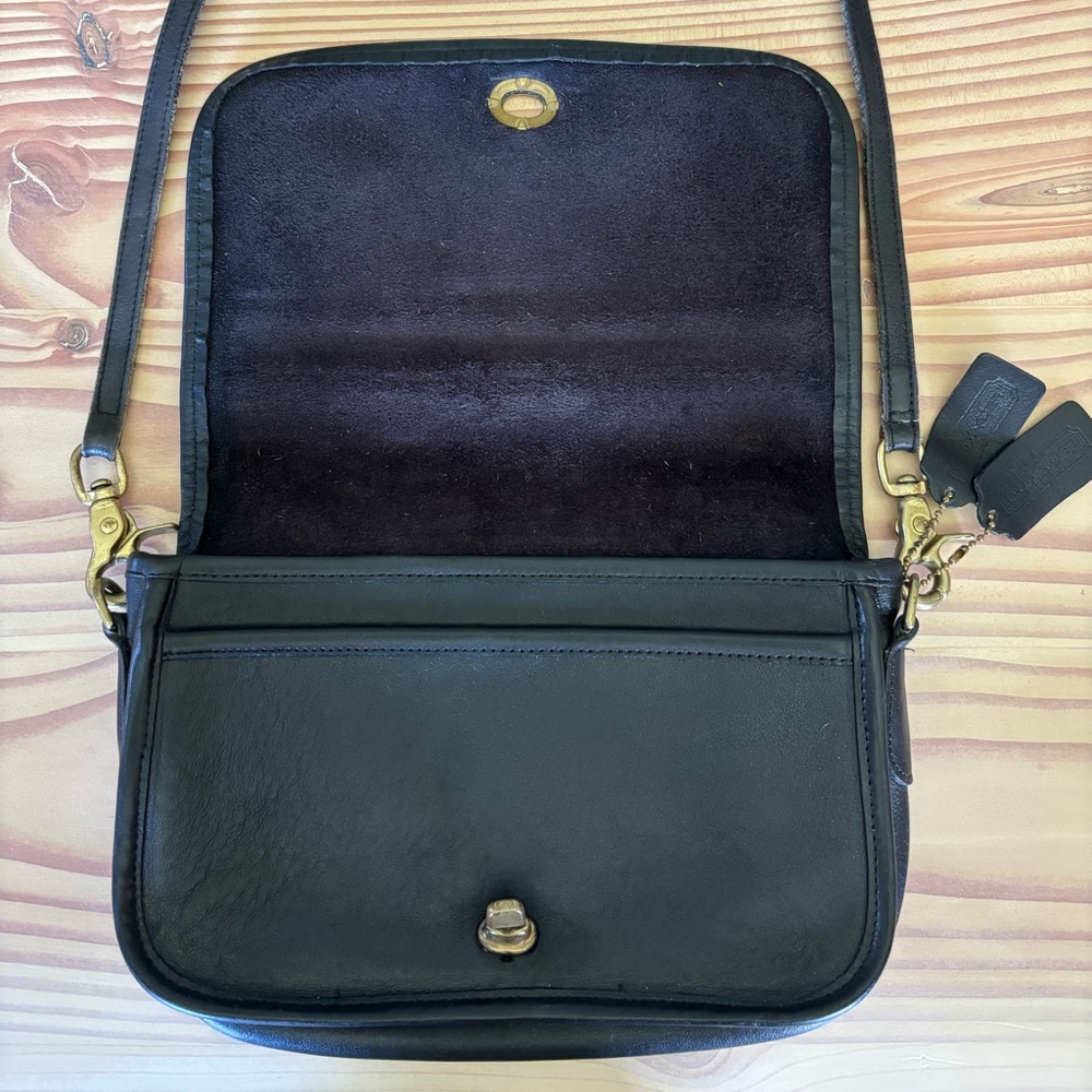 Vintage black leather Coach Bag